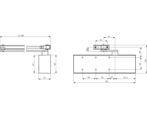 Dorma TS 72 zilver deursluiter zonder koppeling