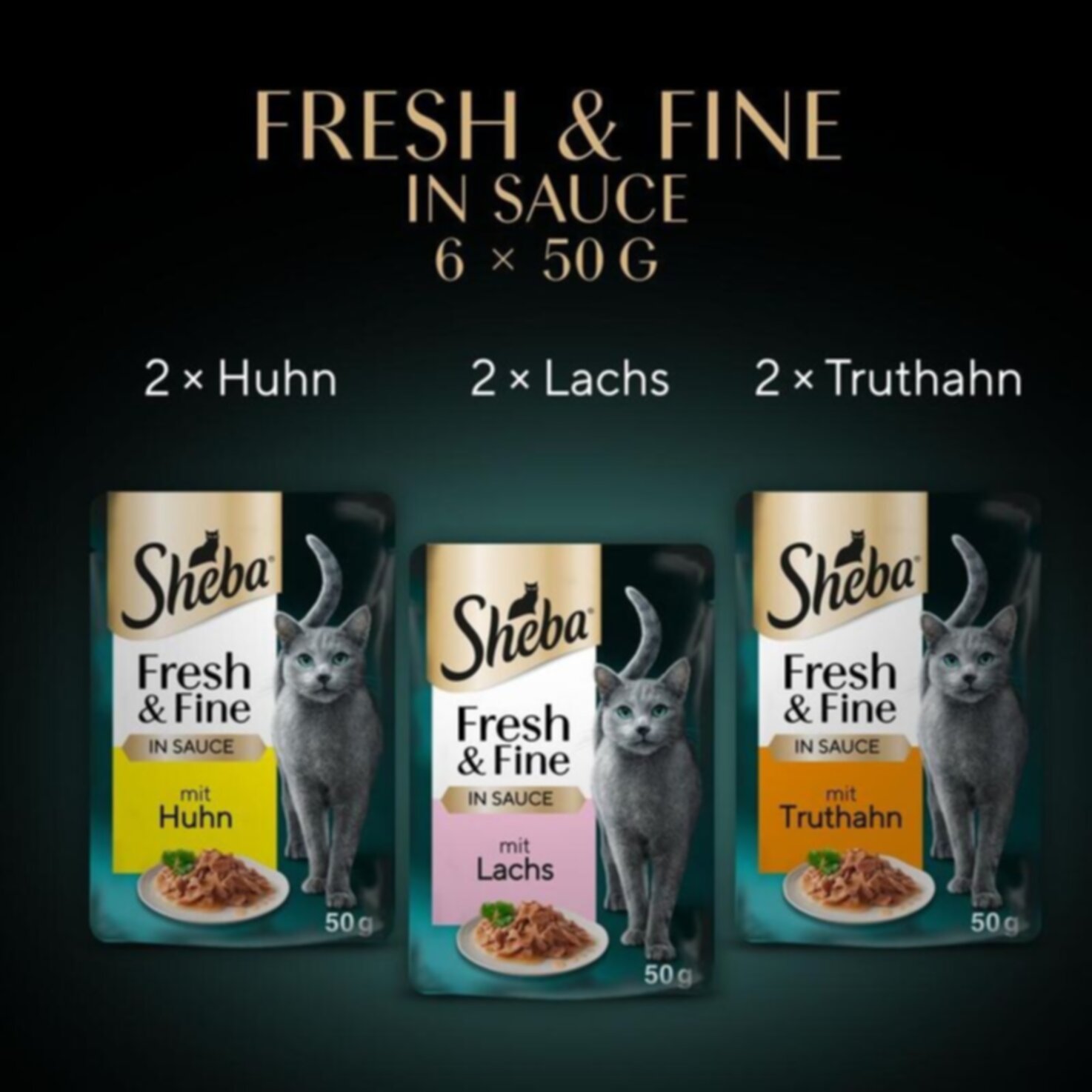 Sheba Fresh+Fine Katzenfutter in Sauce Huhn & Lachs 6x50g