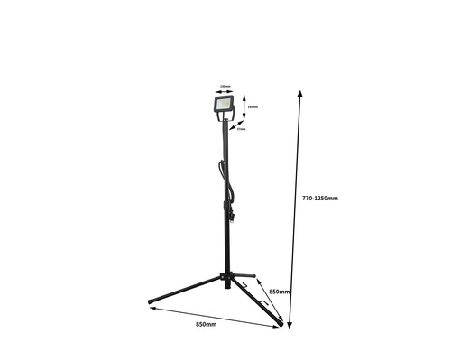 LED statief werklamp IP65 20W 3300 lm 5000 K koelwit, stroomkabel 3G1,0 mm² H07RN-F met veiligheidsstekker 3,0 m
