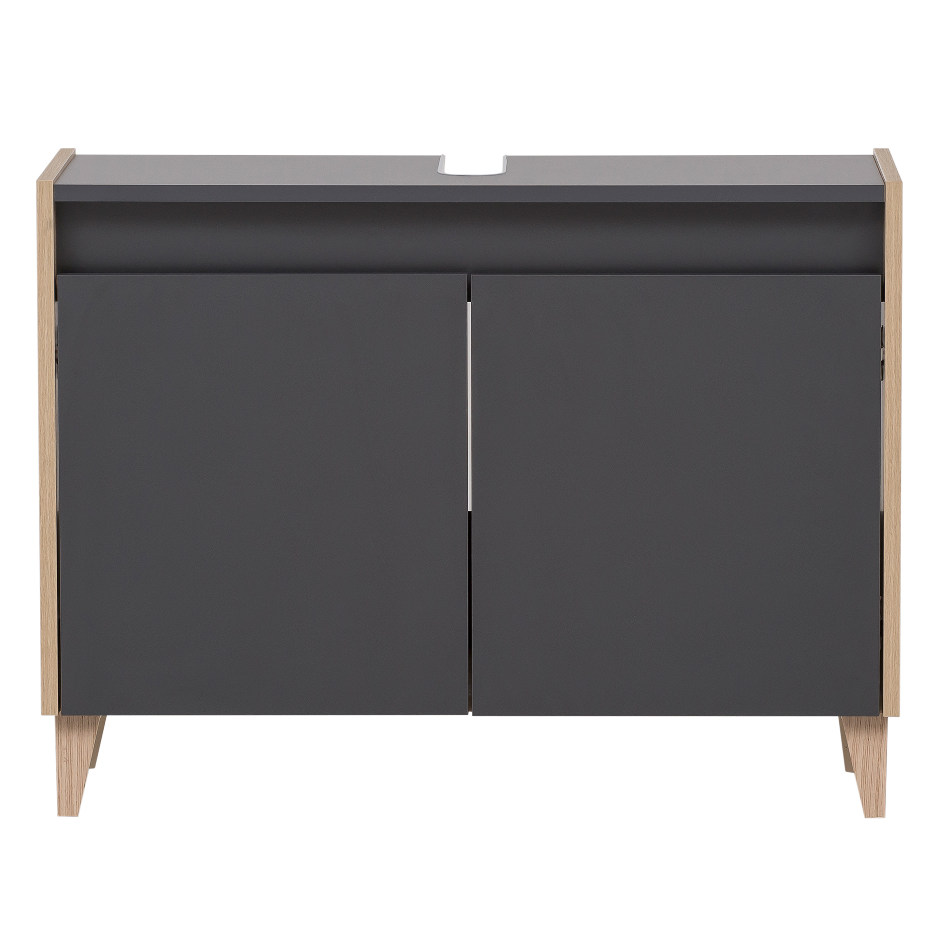 Waschbeckenunterschrank - anthrazit - Eiche hell - 80 cm