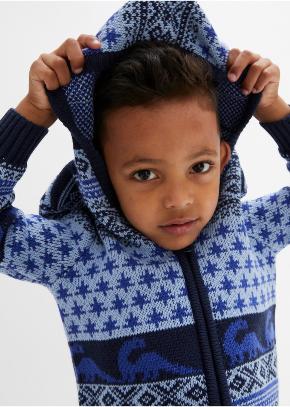 Gilet garçon en maille avec capuche