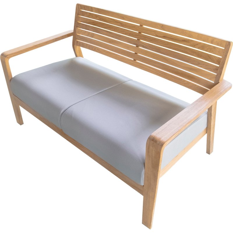 Banquette d'extérieur CLAIN - tissu - bois teck