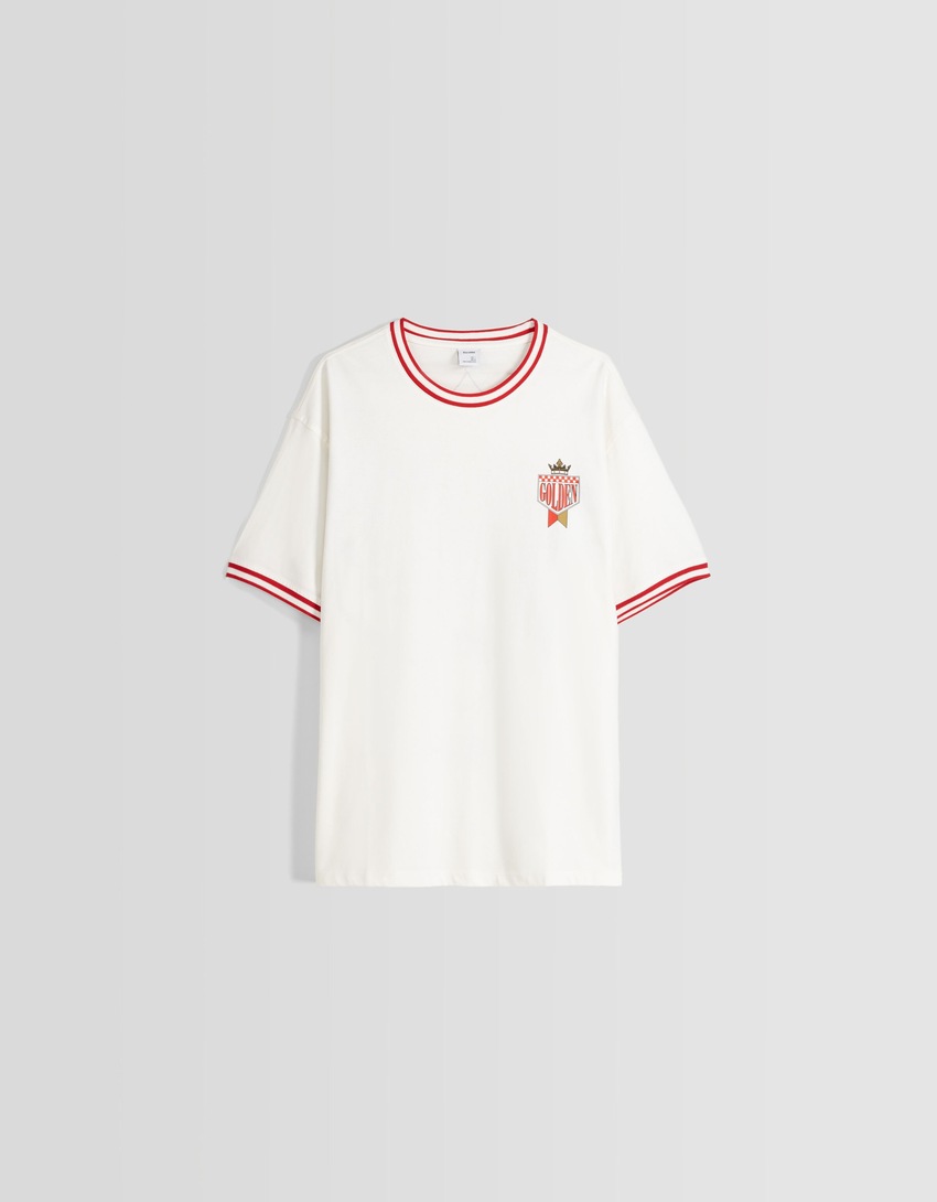 Camiseta de manga curta com estampa e modelagem quadrada