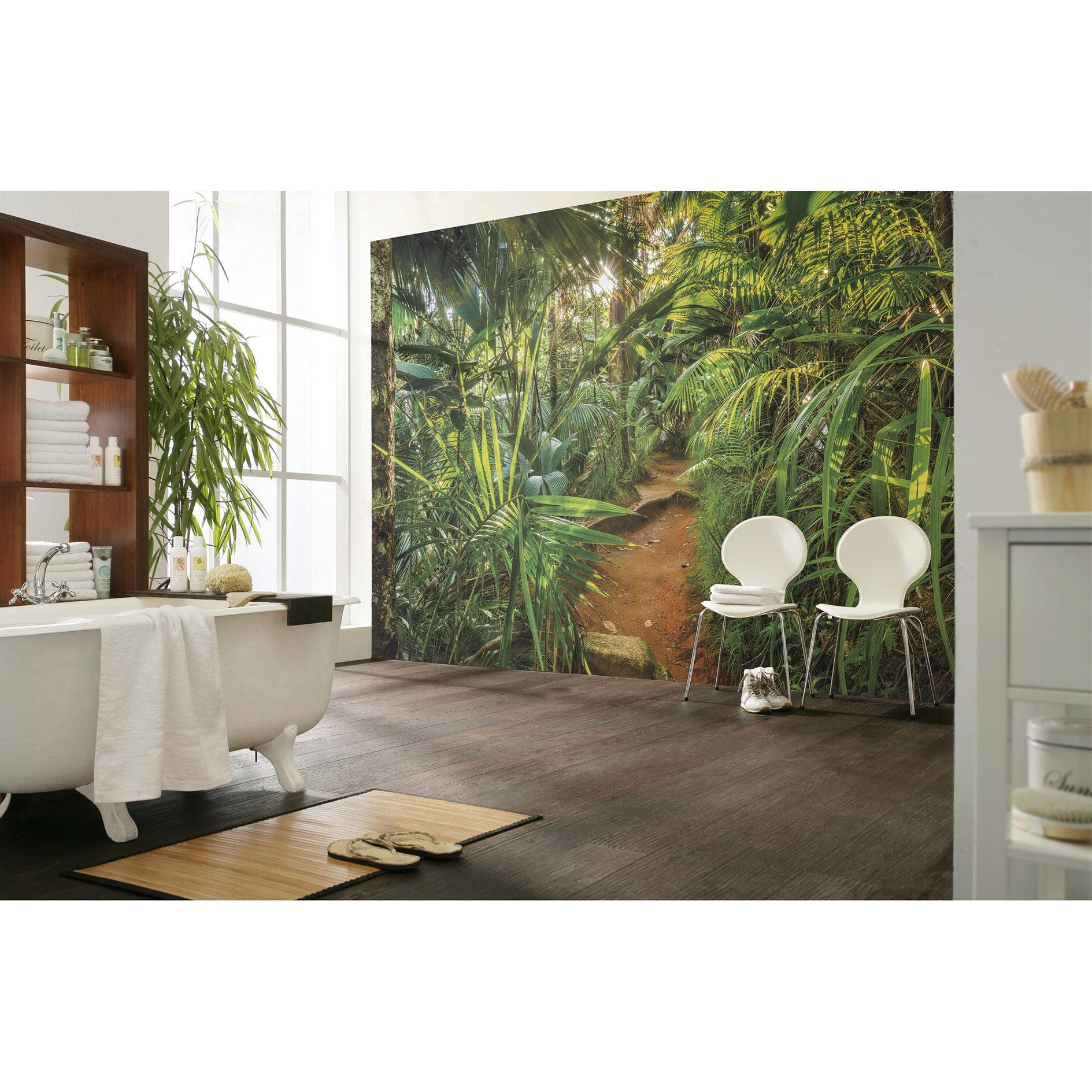 Papier-Fototapete JUNGLE TRAIL - grün - 368x254 cm