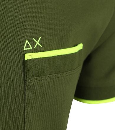 Sun68 Piqué T-Shirt Fluo Stripe Army Groen T35124-37 kopen