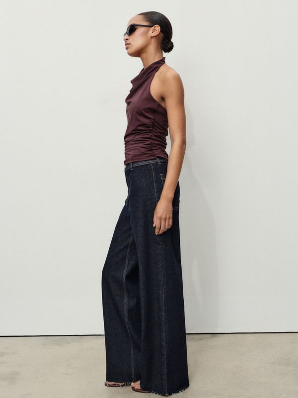 MANGO - CATHERIN - Jeans - Donkerblauw - Wide Leg - High Waist