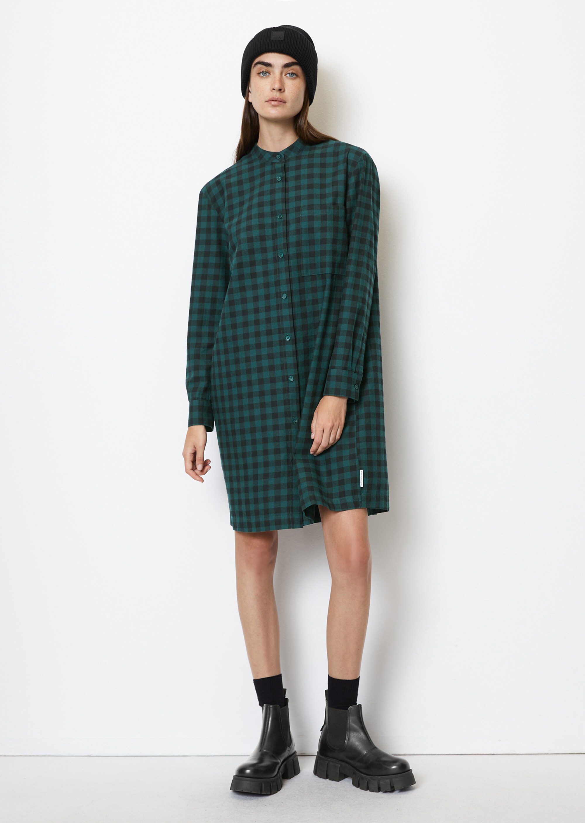 Kariertes Hemdblusenkleid regularaus Organic Cotton