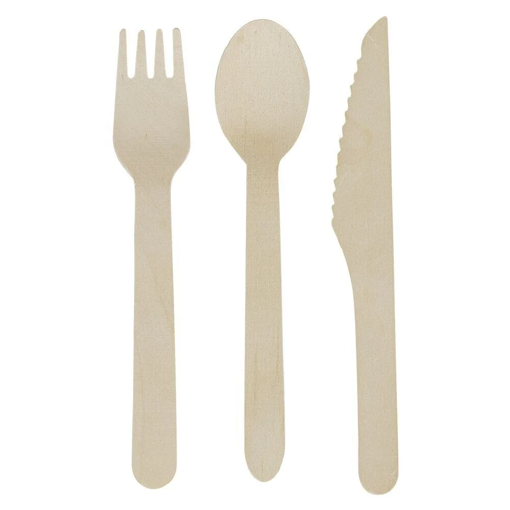 Ménagère bois de bouleau fourchette couteau cuillère x150