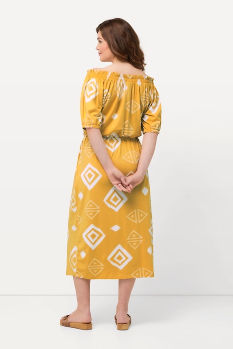 Maxikleid, Carmen-Ausschnitt, Halbarm , Biobaumwolle