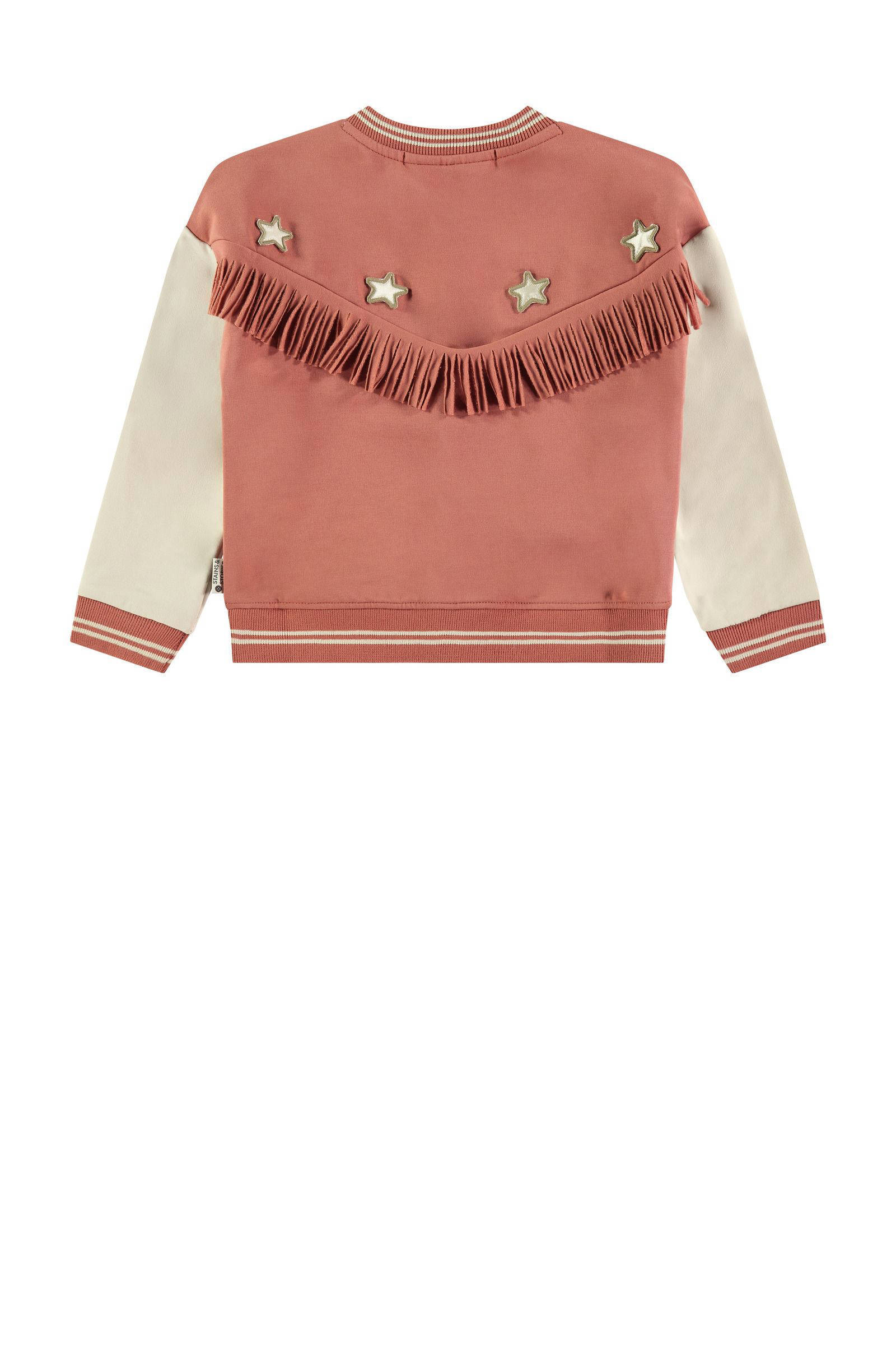 Stains&Stories jasje met franjes roze/ecru