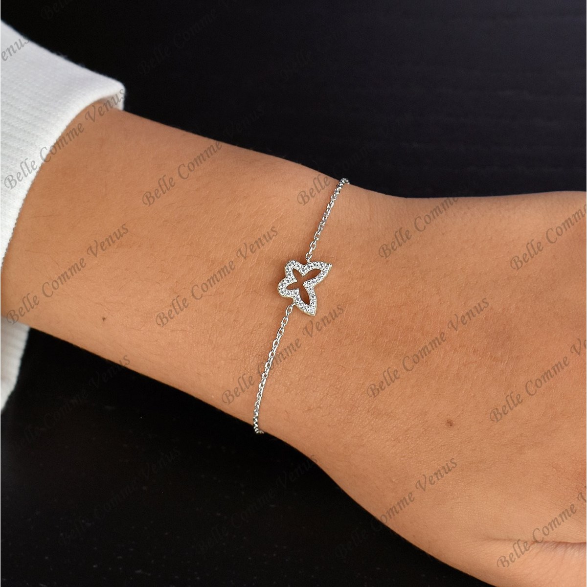 Bracelet papillon oxyde de zirconium Argent 925 Rhodié