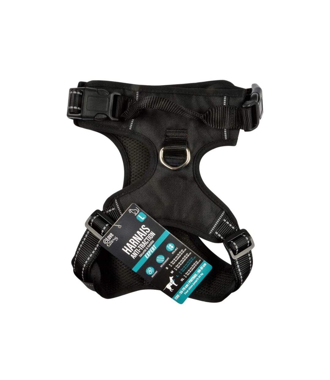 Paris Prix - Harnais Anti-traction Pour Chien sécurité 68-81cm Noir