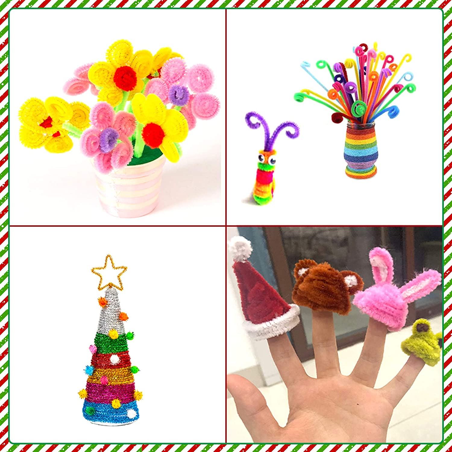 (100er Set) 30cm Glitzer Pfeifenreiniger DIY Bastel Biege Plüsch Chenille Draht - Assortiert