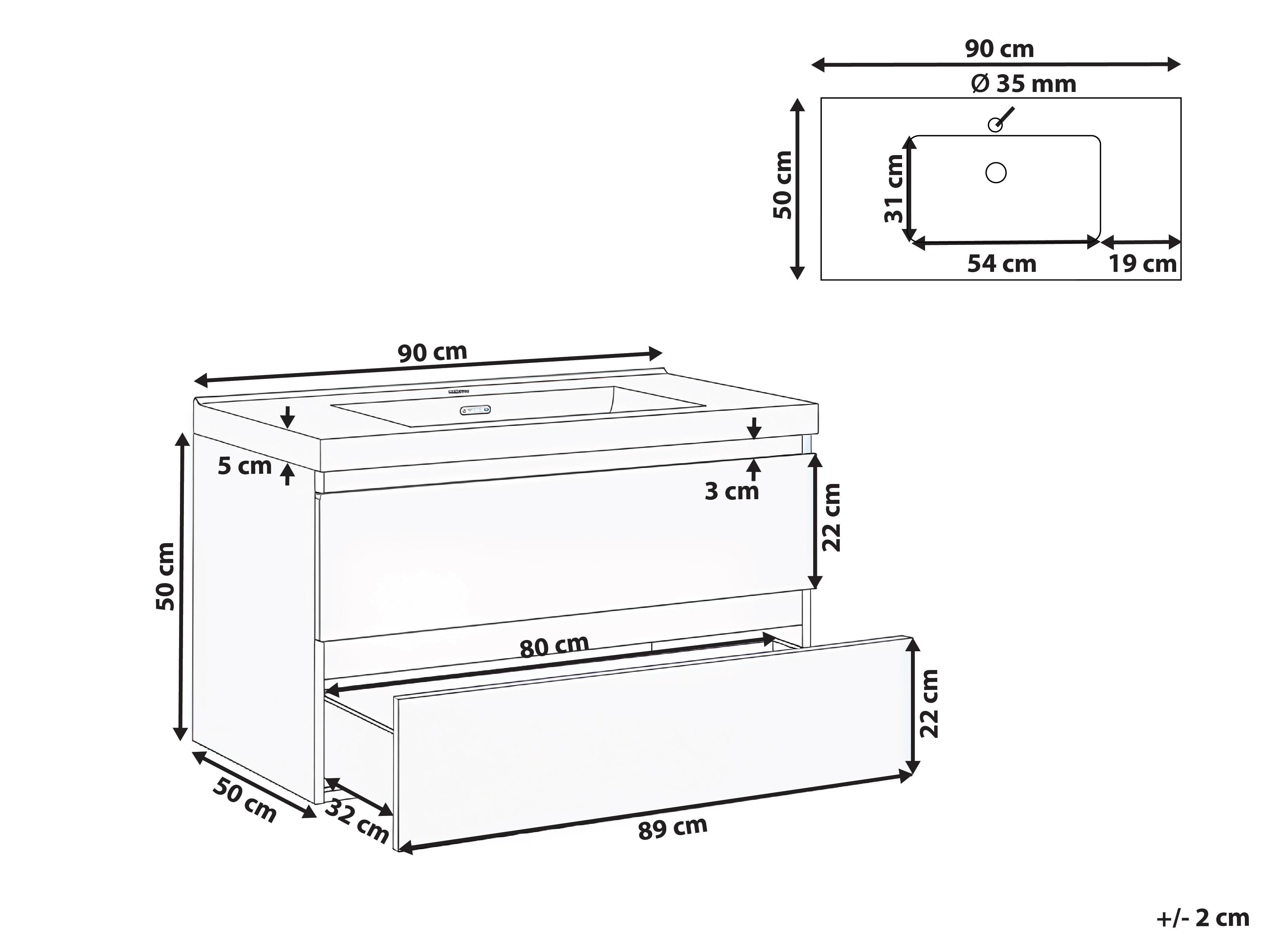 Wandgemonteerd meubel met wastafel TOTA Wit