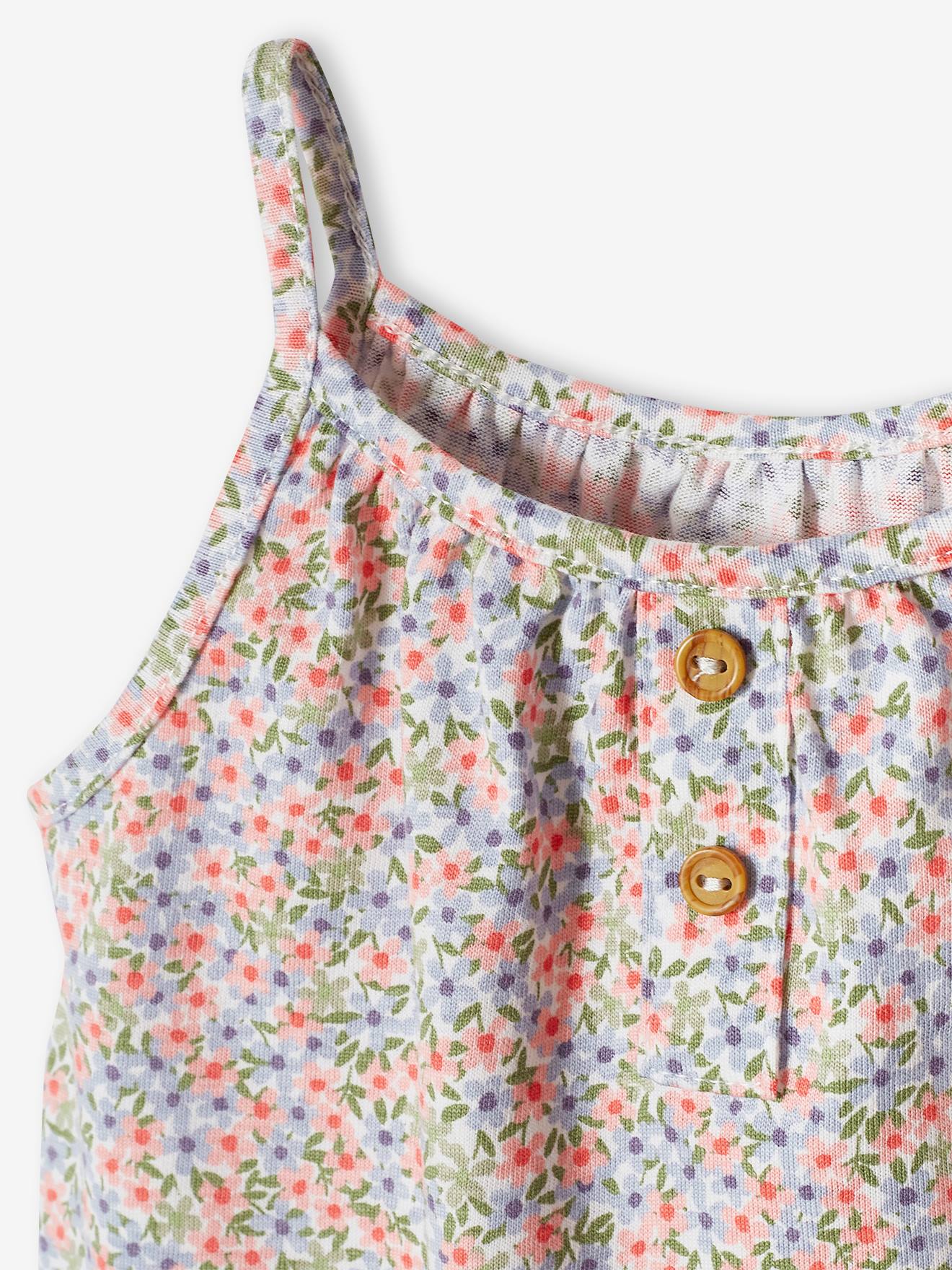 Camiseta sem mangas com listras finas e alças, para bebê, multicolorida