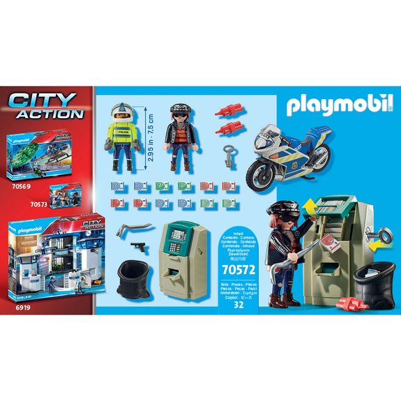 Police policier avec moto et voleur Playmobil City Action 70572