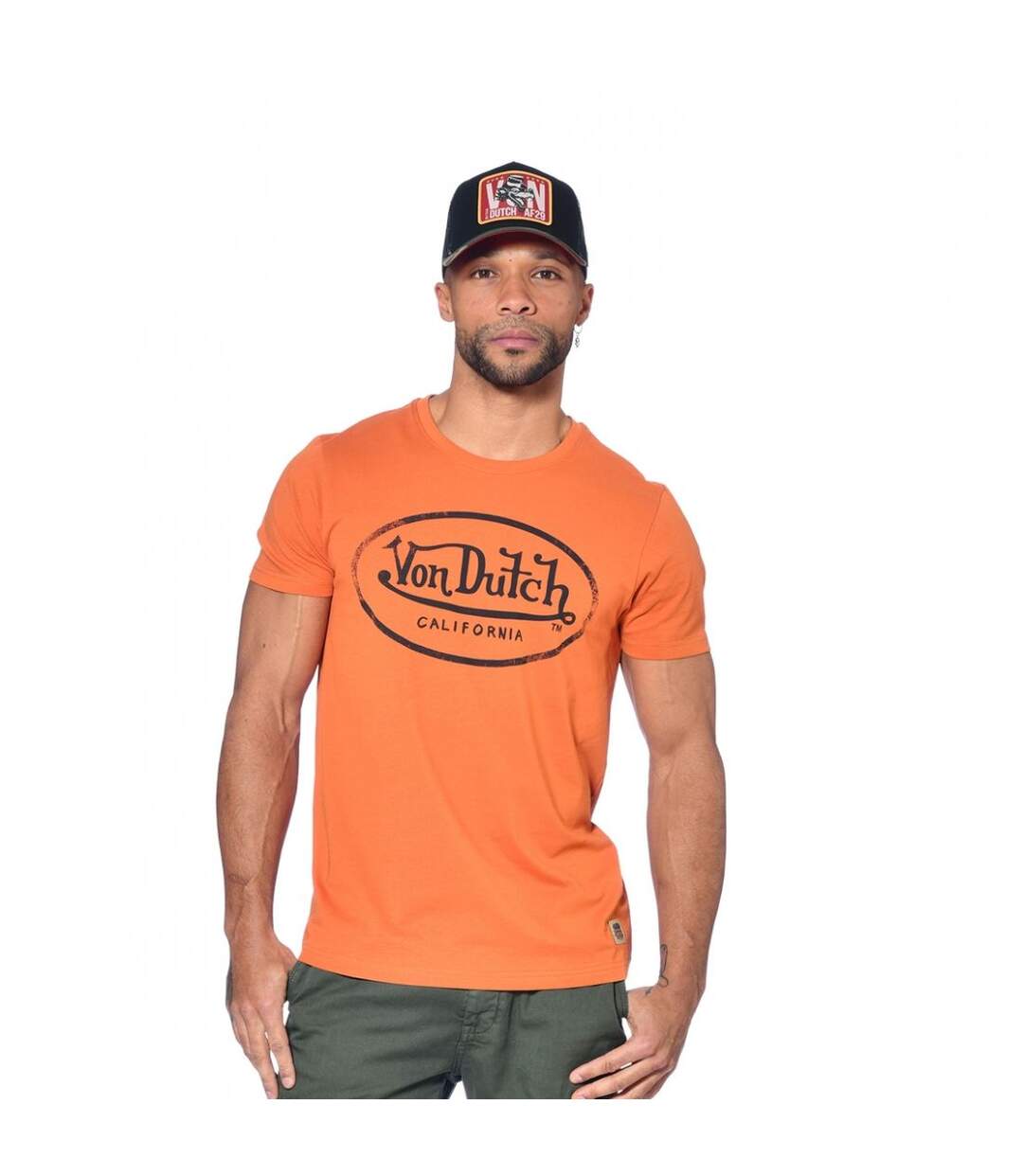 T-shirt Von Dutch homme col rond regular fit print devant en coton