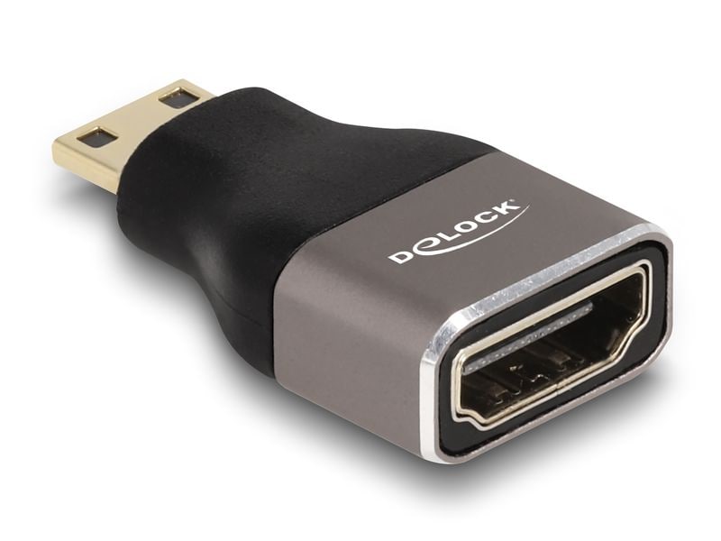 Delock Adapter 8K 60 Hz HDMI - Mini-HDMI (HDMI-C) Delock HDMI Adapter Mini-C Stecker zu A Buchse 8K 60 Hz grau Metall