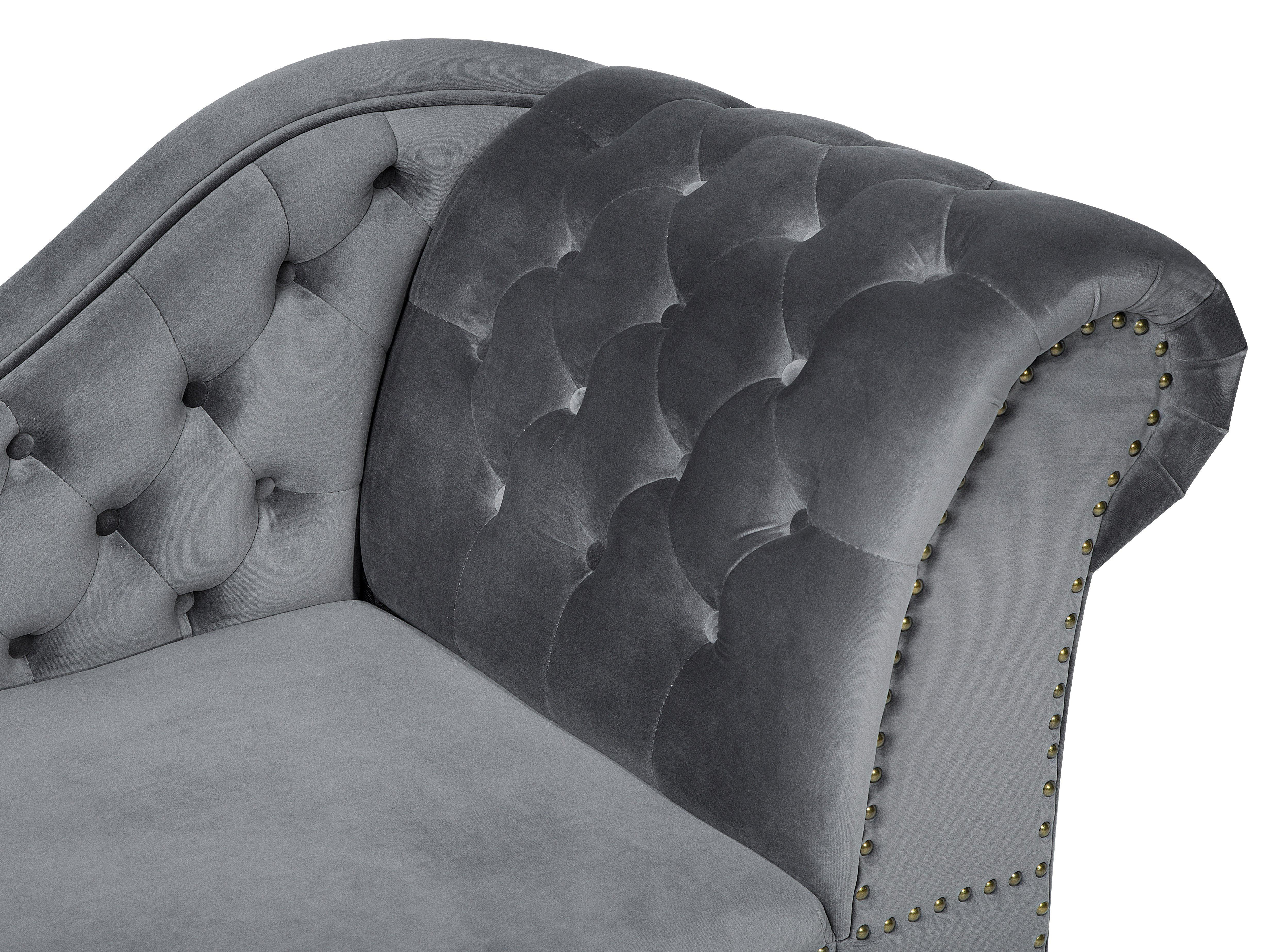Rechtszijdige chaise longue NIMES Fluweel Grijs