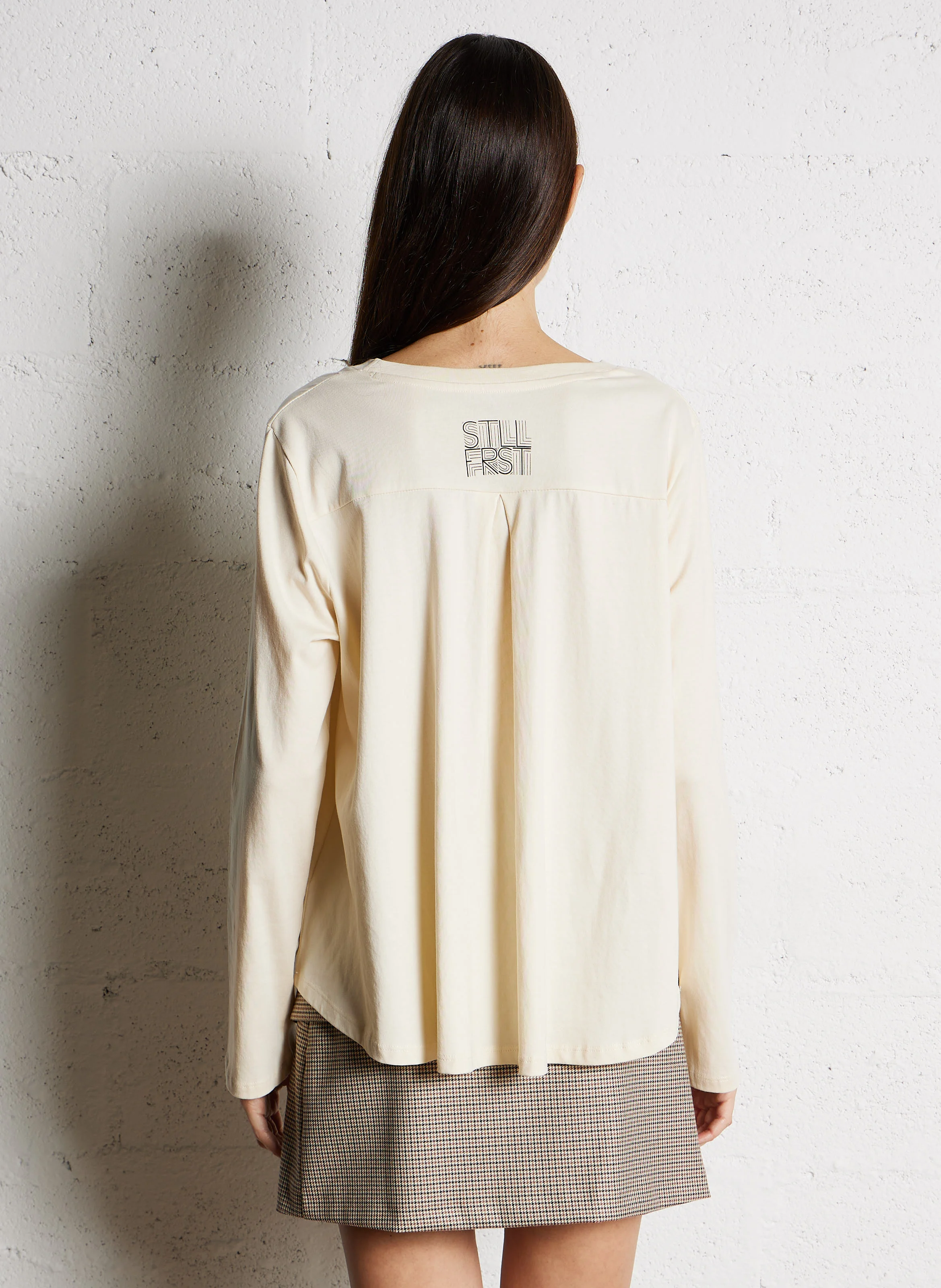 CLEM - Tee-shirt ample col rond en coton | Beige