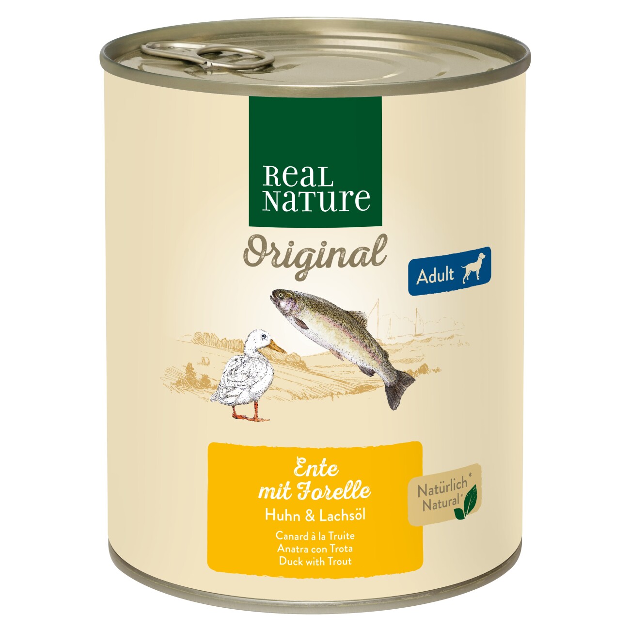 REAL NATURE Nassfutter Hund Adult Ente mit Forelle 6x800 g