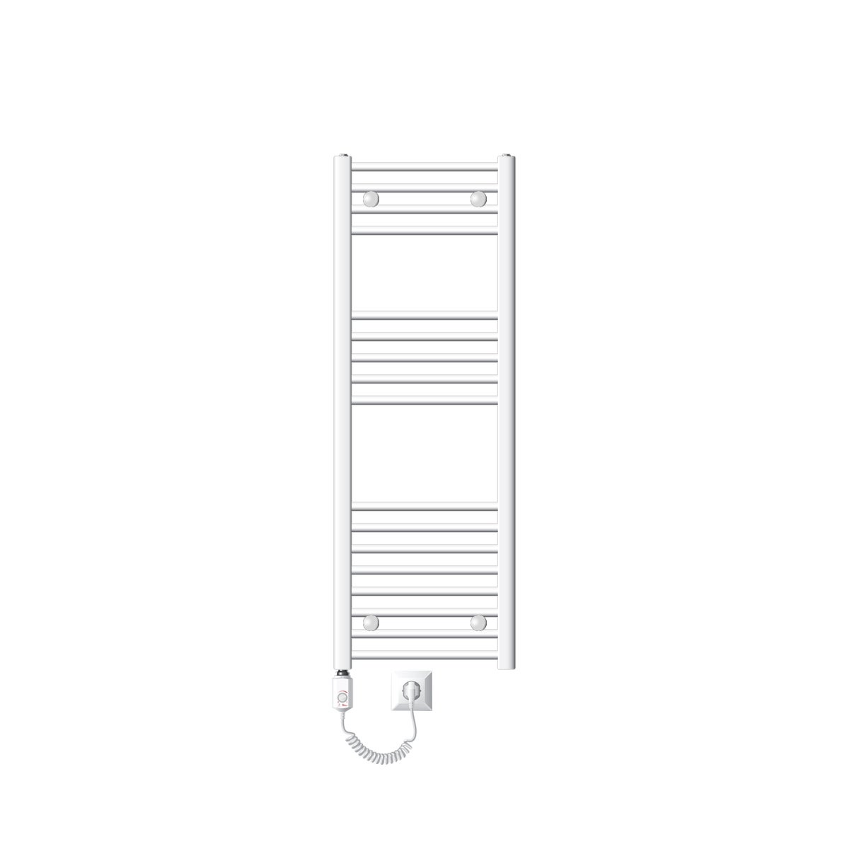 ECD Duitsland Elektrische badkamerradiator met verwarmingselement 1200W hoog vermogen - 400 x 1200 mm - Wit - Gebogen met zijaansluiting - Radiator Handdoekverwarmer Handdoekdroger