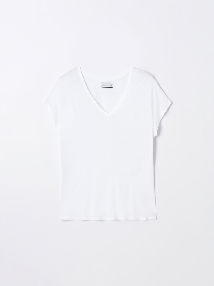 Camiseta fluida de manga curta - Branca