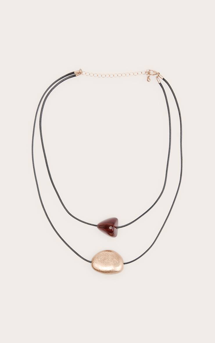 Doré Collier Cordon Avec Pendentif En Résine Superposée