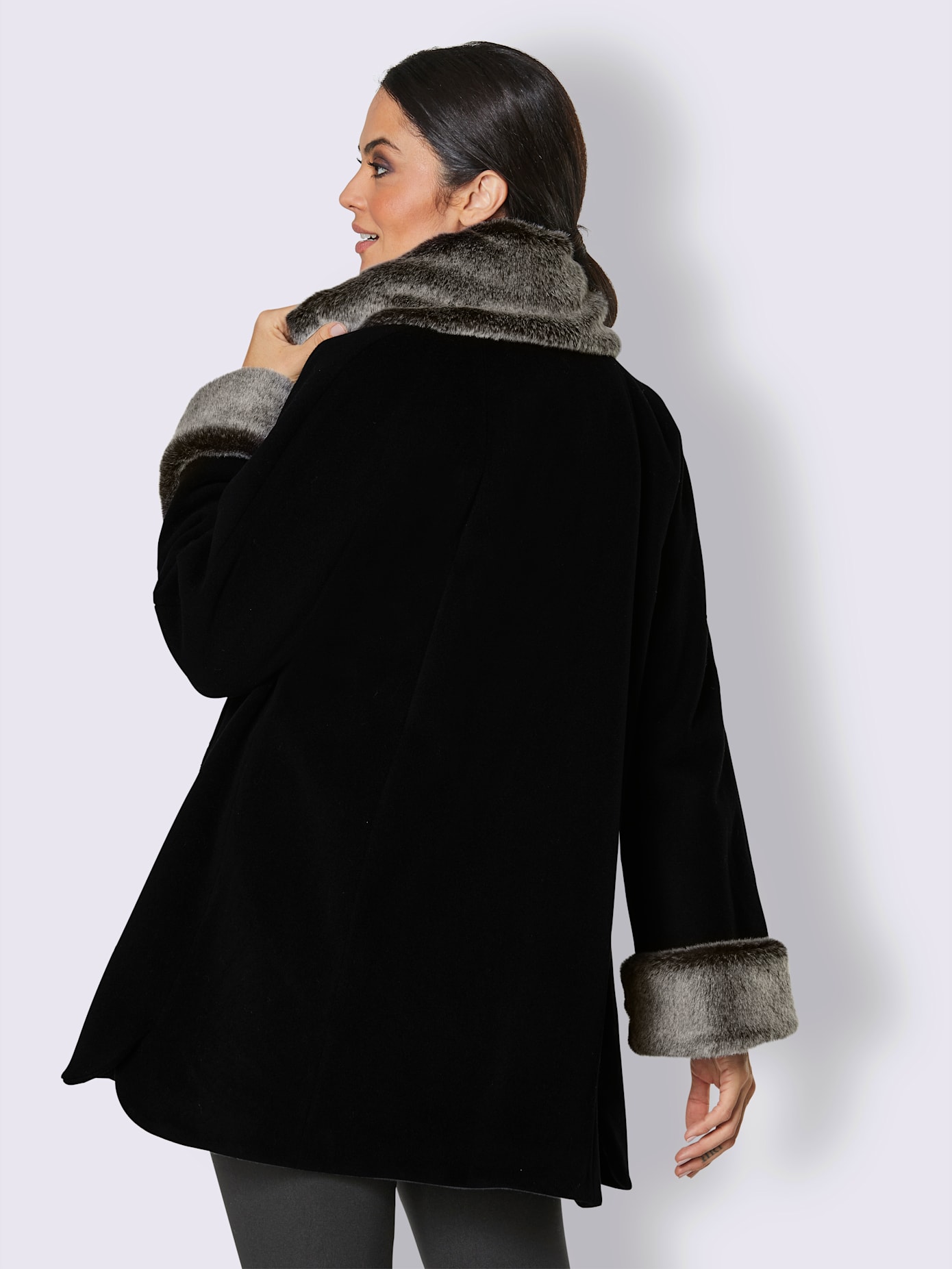 Veste en laine imitation fourrure amovible