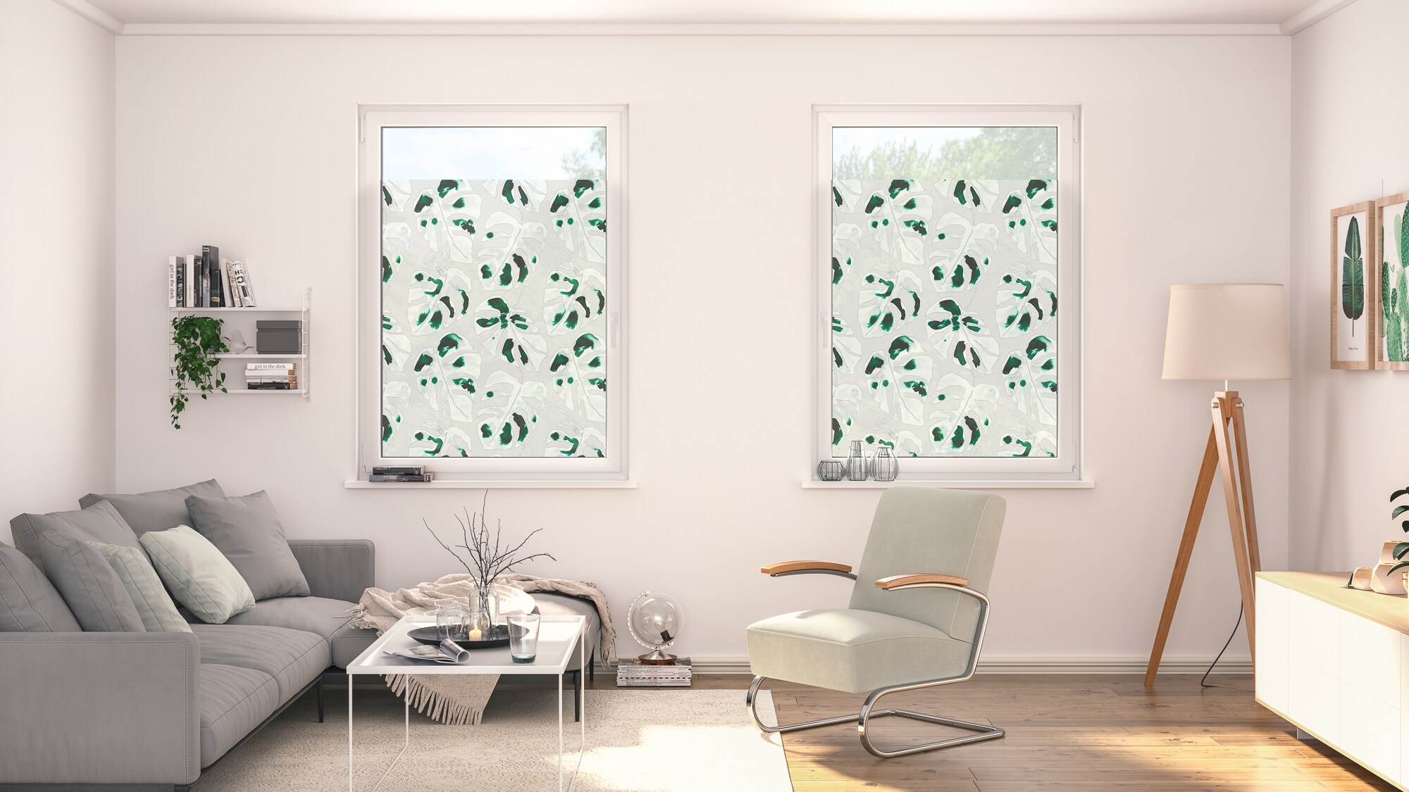 Lichtblick Fensterfolie selbstklebend, Sichtschutz, Monstera - Grün