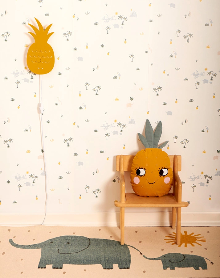 Kinderteppich ELEFANTEN (70x140) in beige/jade