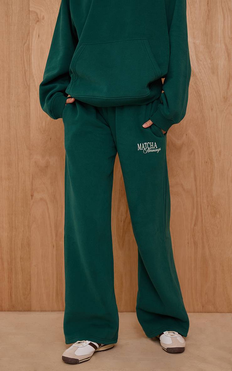 Vert Pantalon De Jogging Droit En Molleton De Coton Matcha Mornings