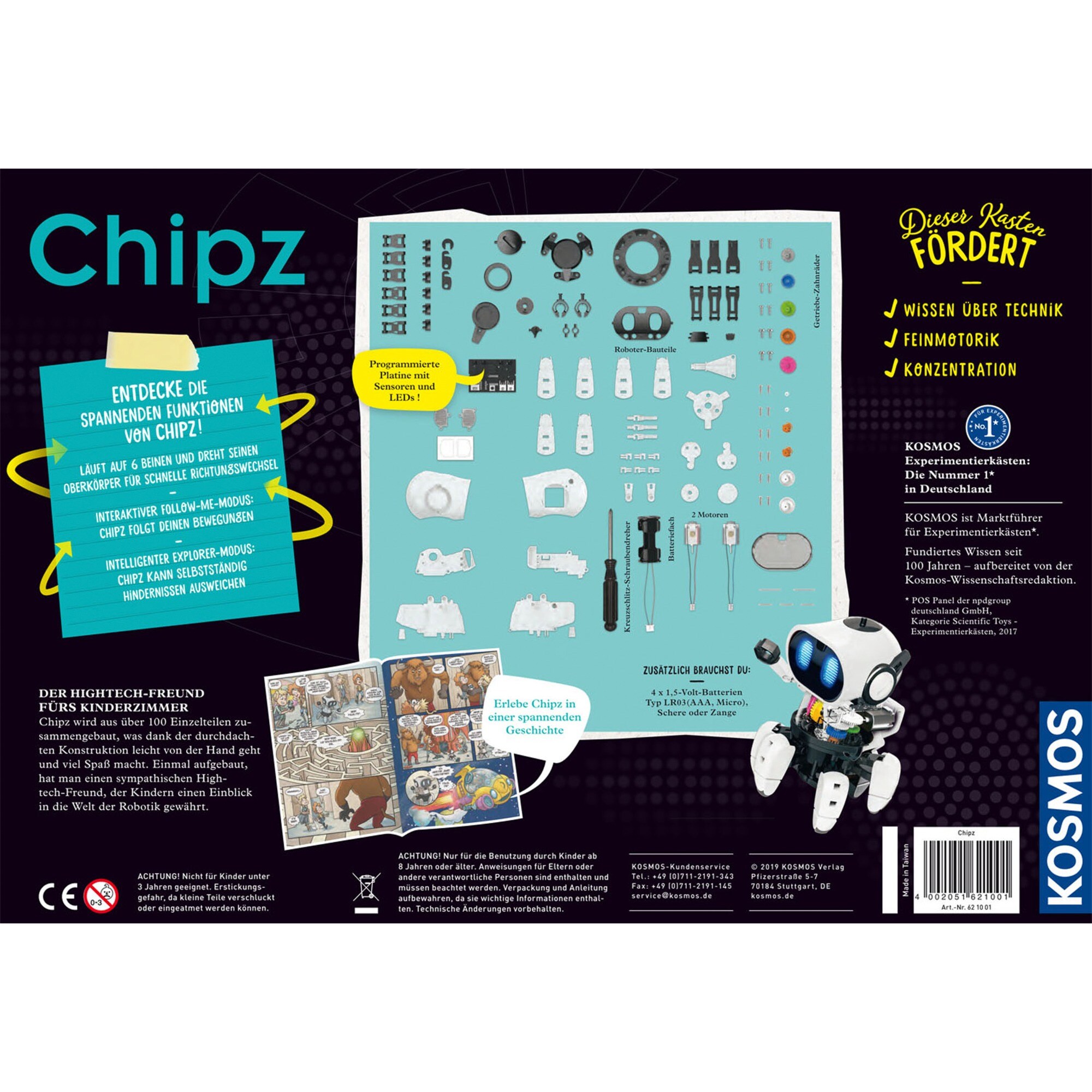 Kosmos Experimentierkasten Chipz - Dein intelligenter Roboter
