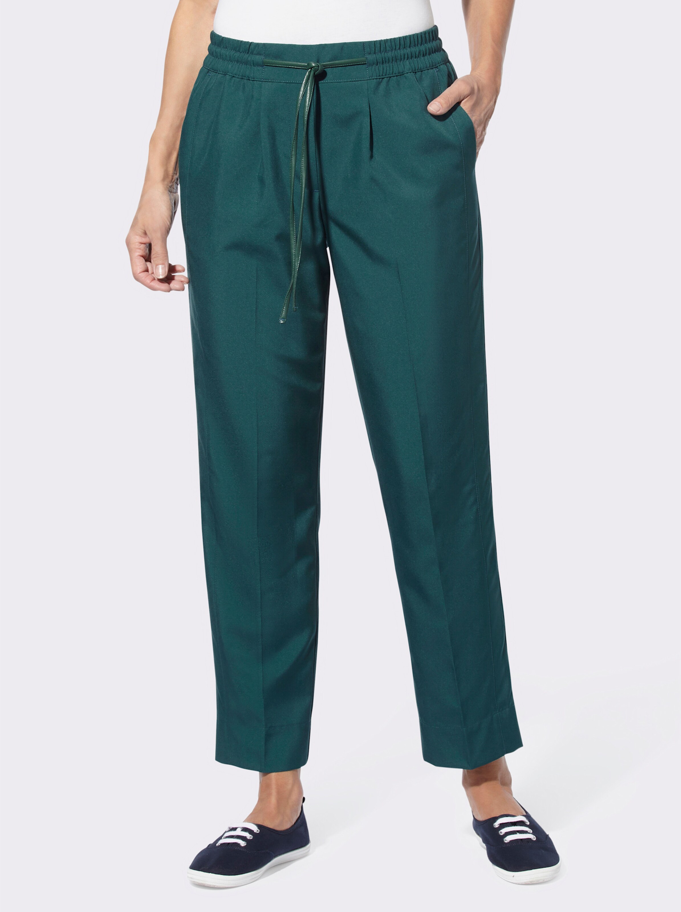 Schlupfhose mit Bindeband in Leder-Optik