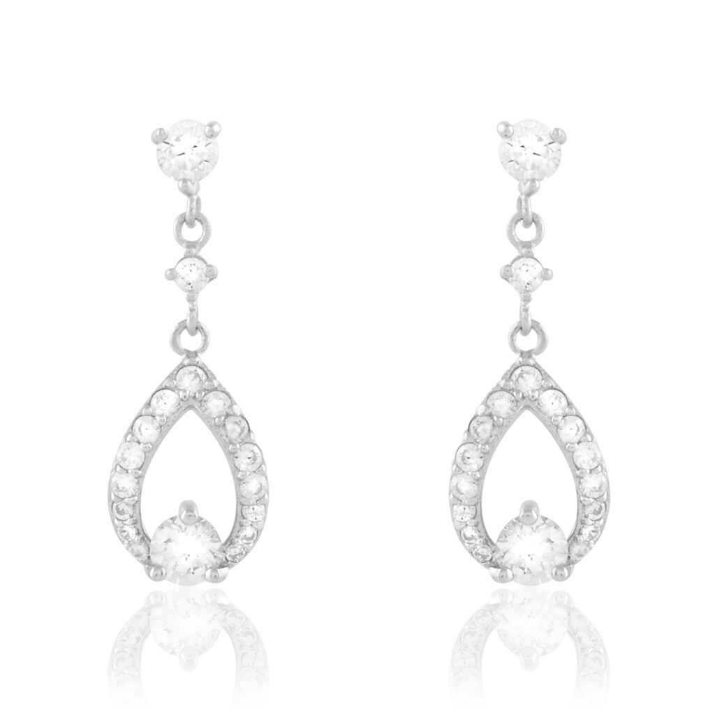 Boucles D'oreilles Pendantes Istanbul Argent Blanc Oxyde De Zirconium
