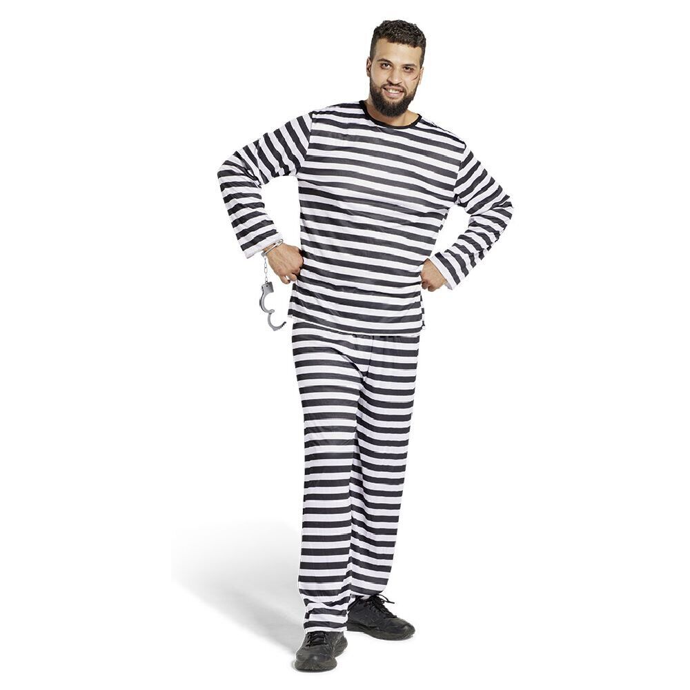 Déguisement prisonnier adulte rayé noir blanc - Taille S