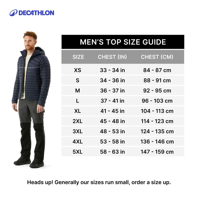 Decathlon Forclaz - Jaqueta puffer com capuz Forclaz MT100 para homem