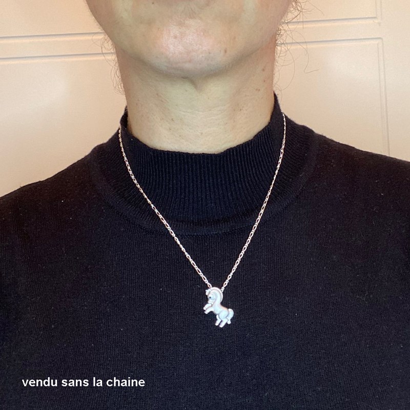 Pendentif poney fougueux - Argent massif