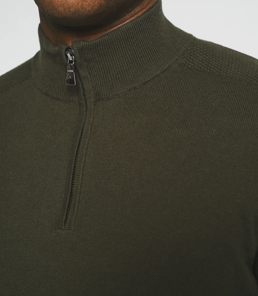 Pull col zippé en coton-cachemire kaki BACARY