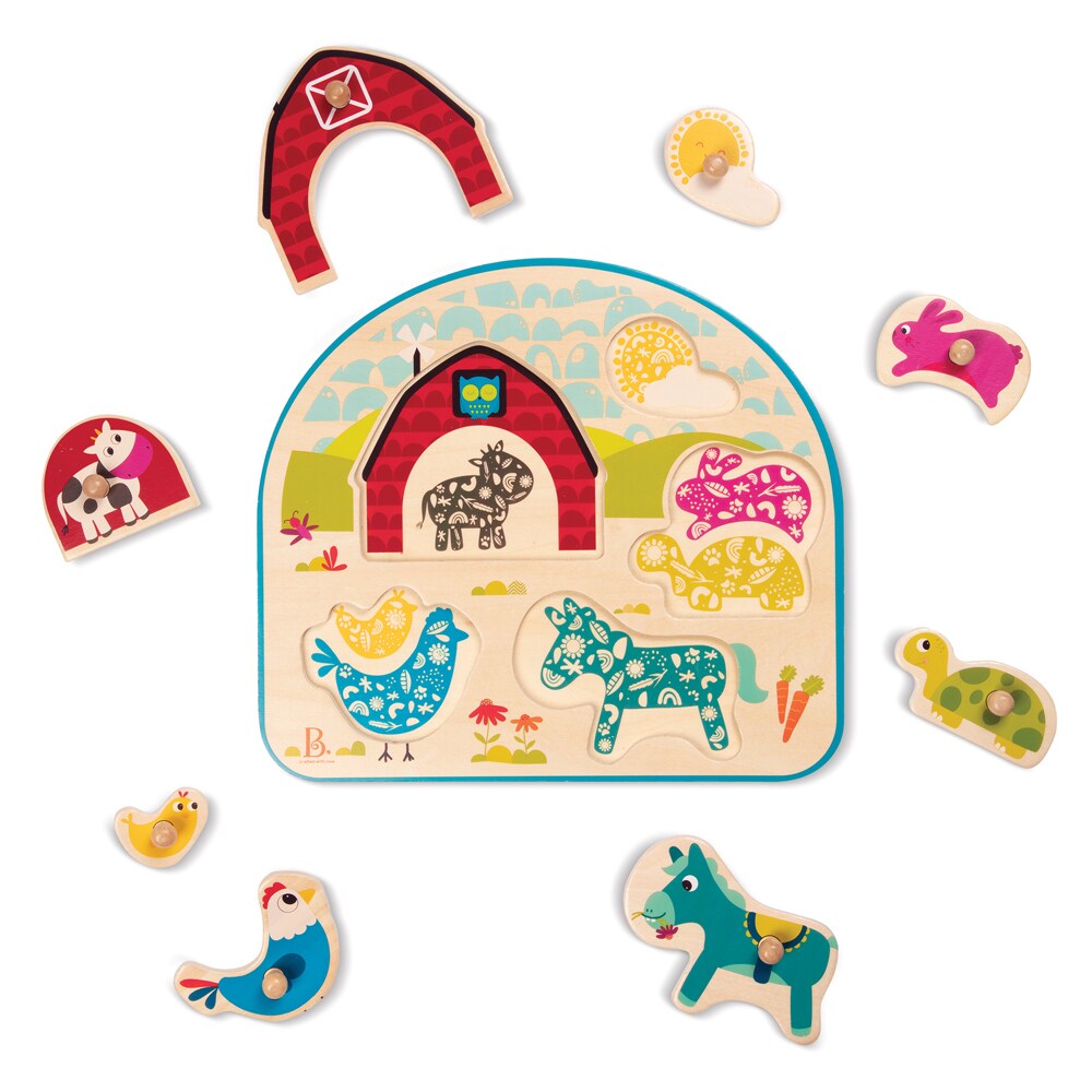 B.TOYS B. Animal Barnyard - Holzpuzzle Bauernhof 8-teilig