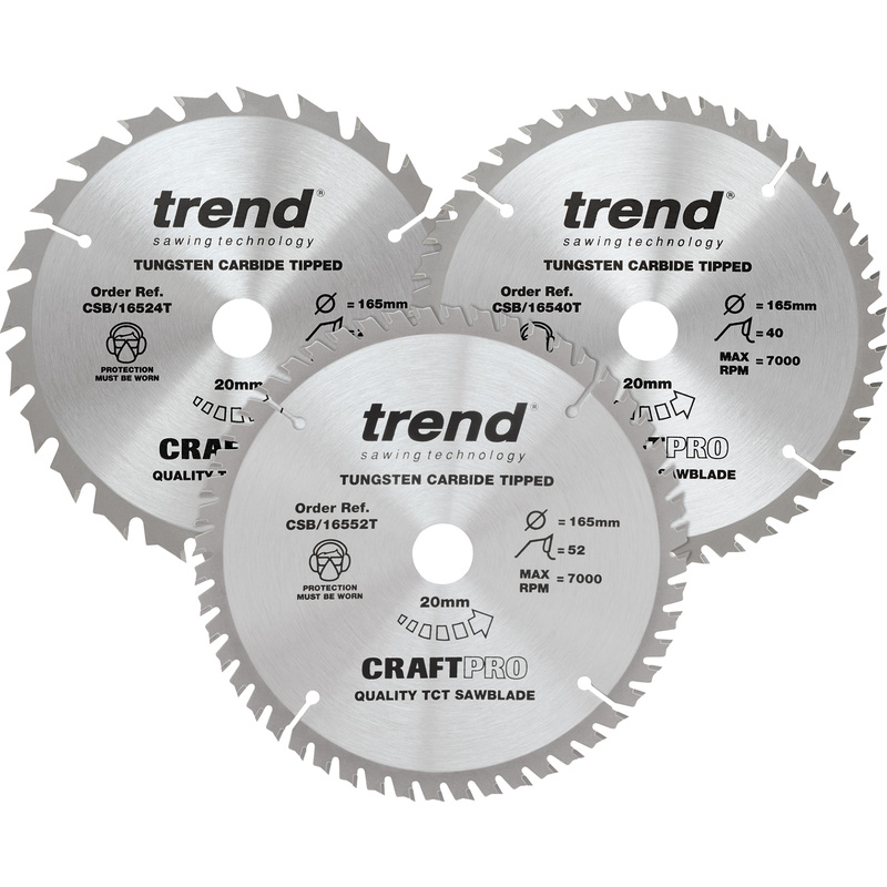Trend Cirkelzaagblad 165x20x1,5mm 24T/40T/52T