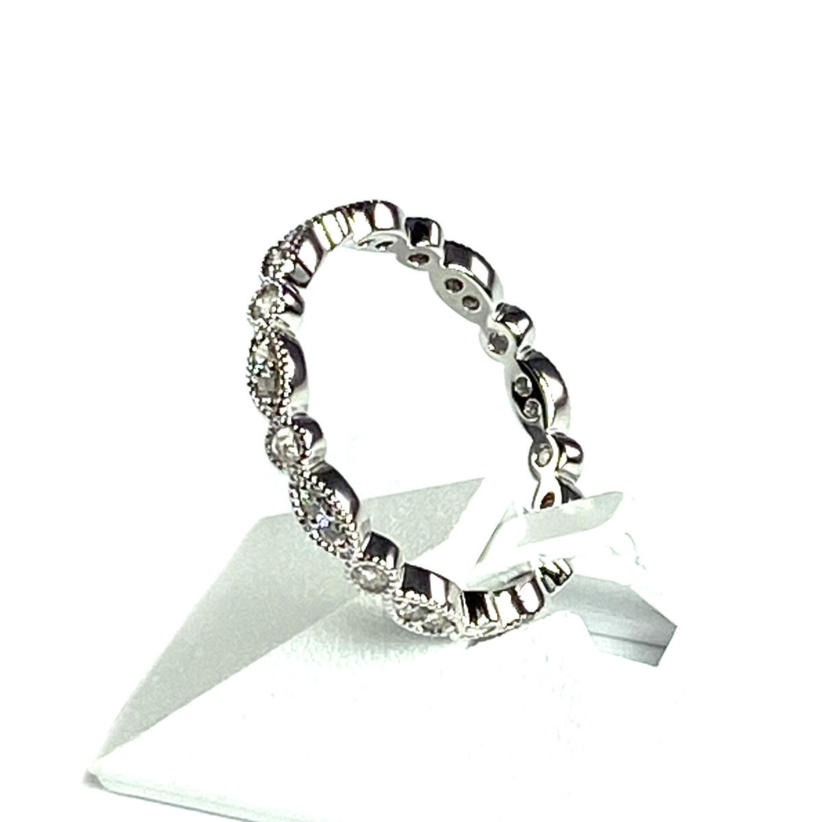 Bague tour complet d'occasion or 750 blanc diamants