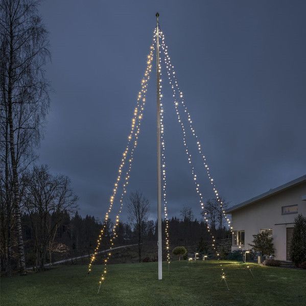 Vlaggenmast verlichting 2 meter hoog | Extra warm wit & warm wit | 192 lampjes
