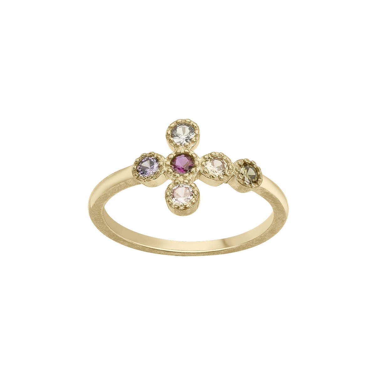 Bague en Plaqué Or avec oxyde de zirconium multicolore