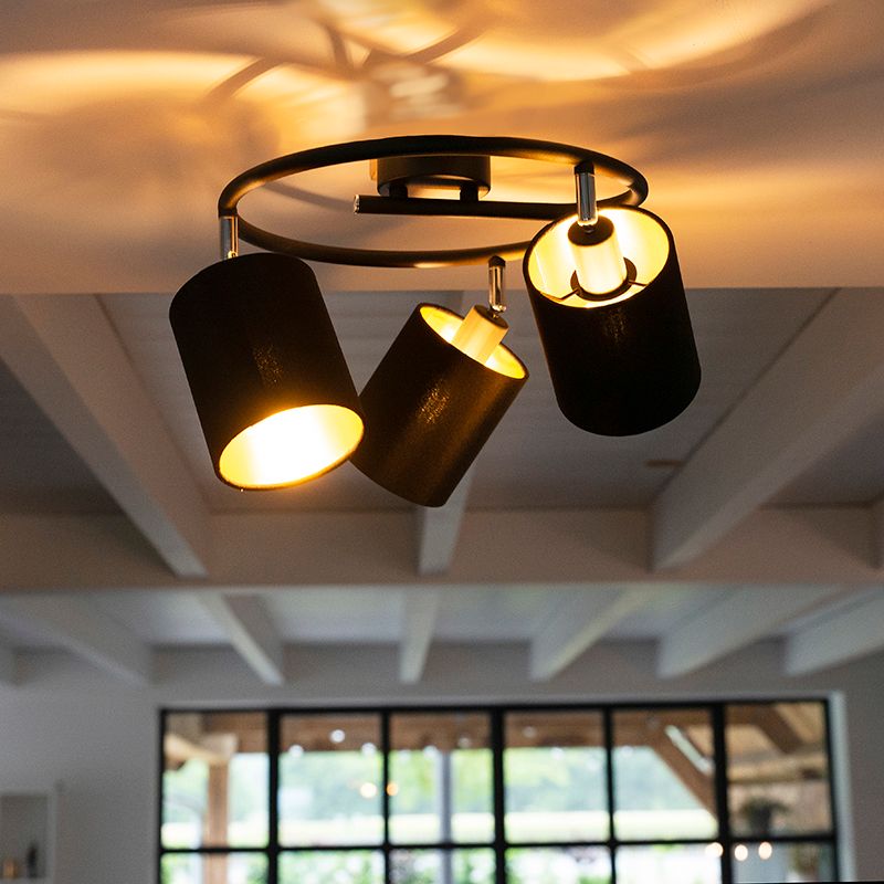 Smart moderne plafondlamp zwart incl. 3 WiFi B35 - Lofty