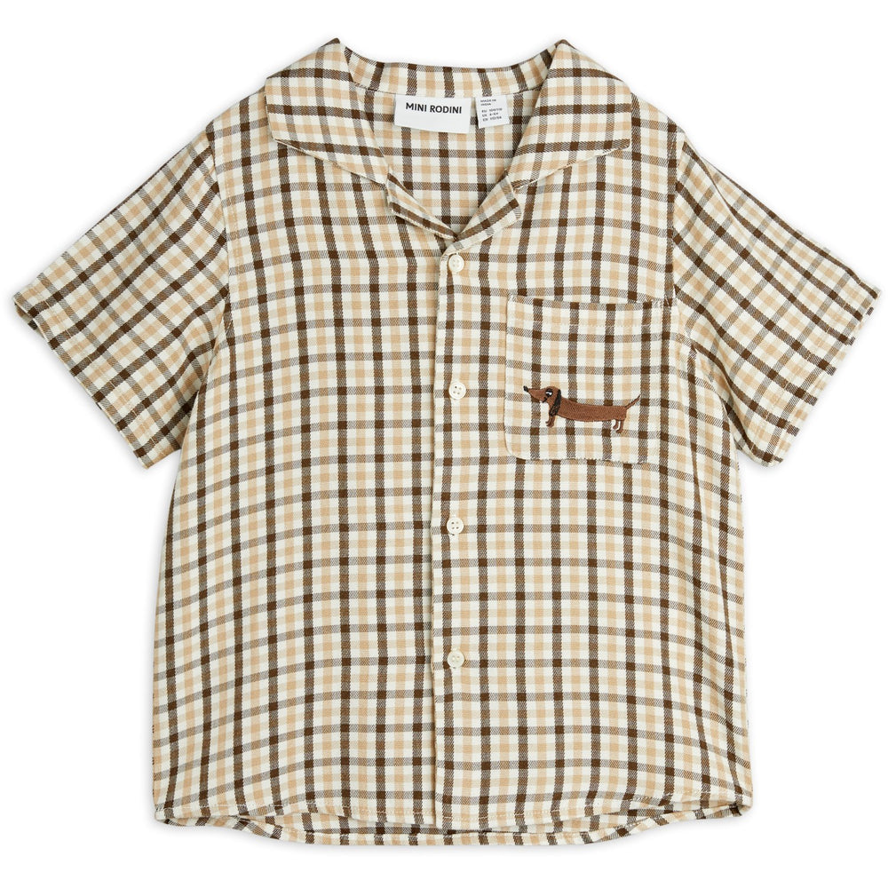 Køb Mini Rodini Beige Gingham Woven Skjorte