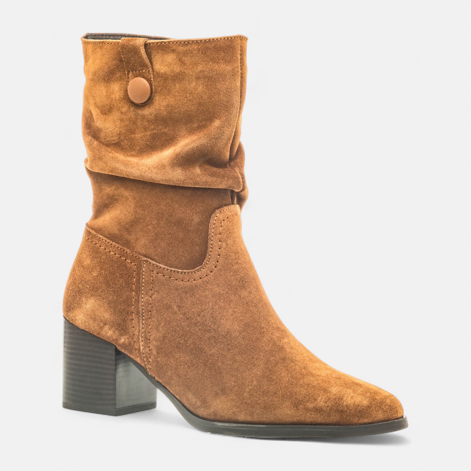 Bottines à talon Femme en cuir cognac