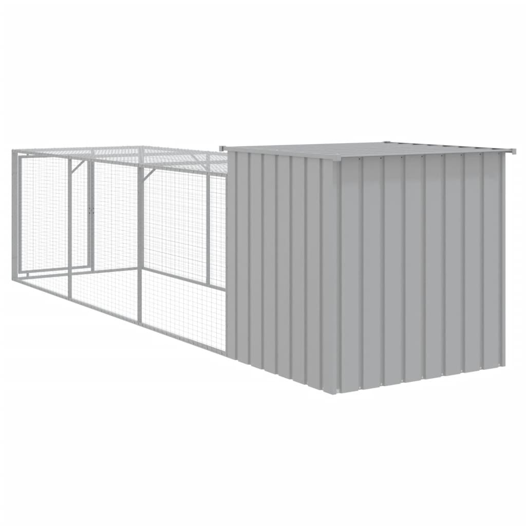 Galinheiro vidaXL com área externa, aço galvanizado, cinza claro, 110x201x110cm