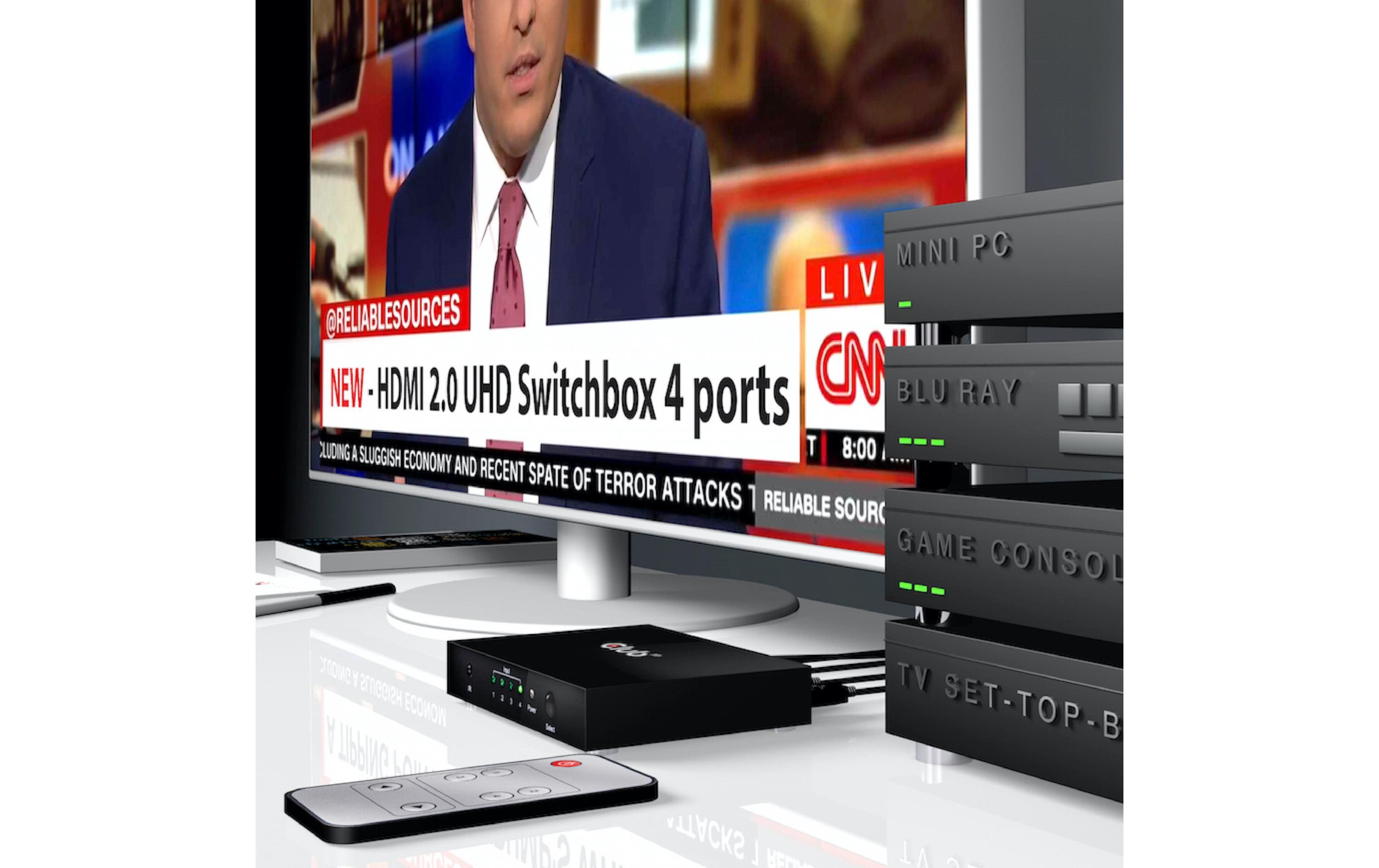 Switchbox HDMI 2.0 UHD, 4 PortHDMI 4K 60Hz UHD SwitchBox mit 4 Ports
