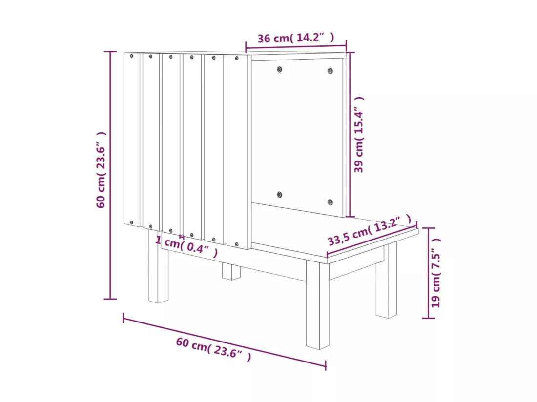 Maison pour chat 60x36x60 cm Bois de pin massif
